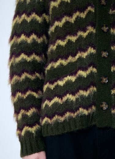 Zig Zag Striped Cardigan Brain Dead Zig Zag Striped Cardigan Green bra0158009