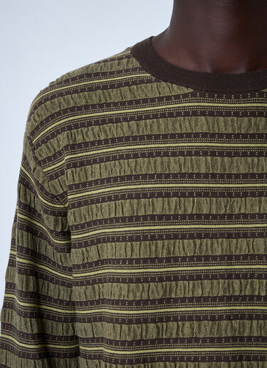 Striped Logo Motif T-Shirt Brain Dead Striped Logo Motif T-Shirt Green bra0160003