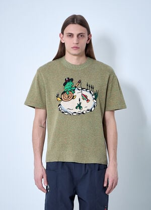 Brain Dead x SOUTH2 WEST8 Embroidered Short Sleeve Sweater Olive brw0160001