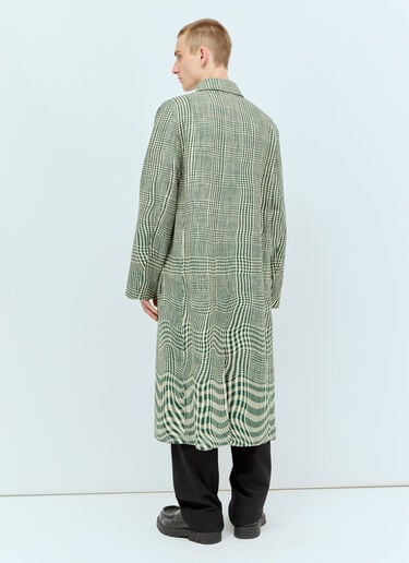 Long Warped Houndstooth Car Coat Burberry Long Warped Houndstooth Car Coat Green bur0155026