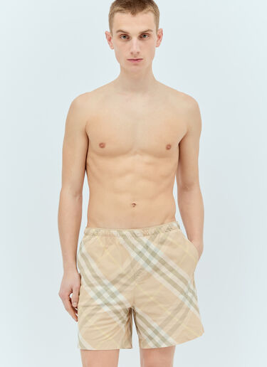 Burberry Check Swim Shorts Beige bur0155044