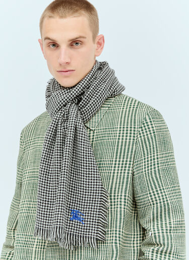 Houndstooth Wool Silk Scarf Burberry Houndstooth Wool Silk Scarf Grey bur0155079