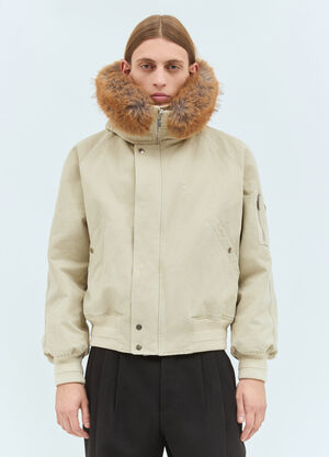 Burberry Faux-Fur Trim Bomber Jacket Cream bur0157013