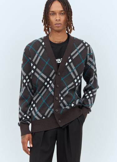 Check Wool Cardigan Burberry Check Wool Cardigan Grey bur0157020