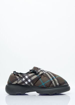Burberry Check Nylon-Blend Pillow Mule Green bur0157025
