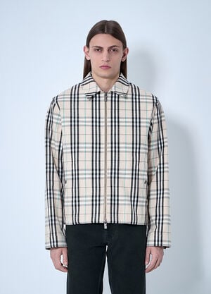 Burberry チェックコットン・ハリントン ジャケット  ブラウン bur0159012