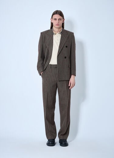 Burberry 条纹羊毛西装裤  深棕色 bur0159016