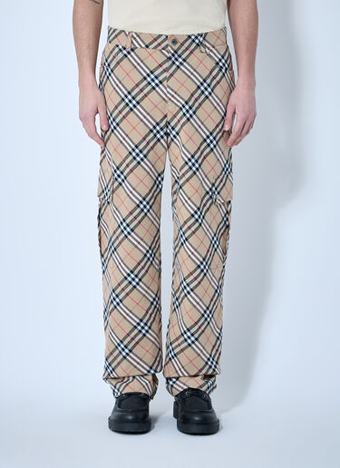 Check Linen-Blend Pants Burberry Check Linen-Blend Pants Beige bur0159017