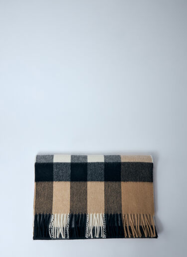 Check Cashmere Scarf Burberry Check Cashmere Scarf Beige bur0159023