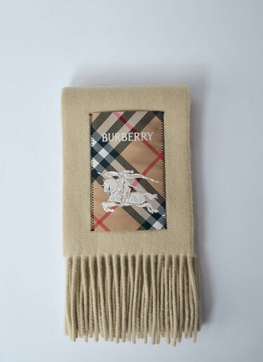 Burberry Check Label Cashmere Scarf Beige bur0159032