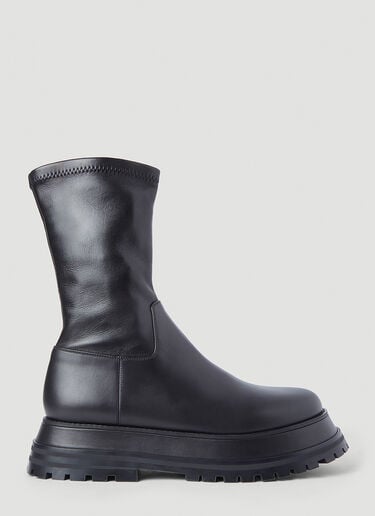 Leather Platform Boots Burberry Leather Platform Boots Black bur0245074
