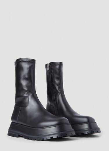 Leather Platform Boots Burberry Leather Platform Boots Black bur0245074