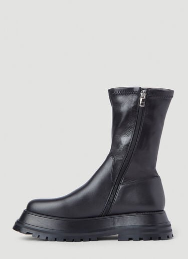 Leather Platform Boots Burberry Leather Platform Boots Black bur0245074