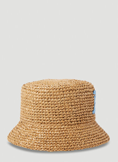 Burberry 字母花押草编渔夫帽 米色 bur0252058