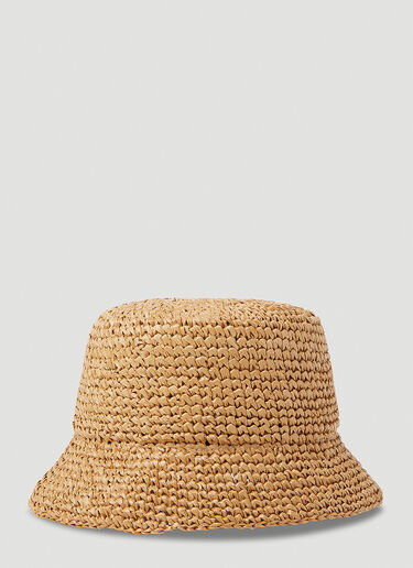 Burberry 字母花押草编渔夫帽 米色 bur0252058