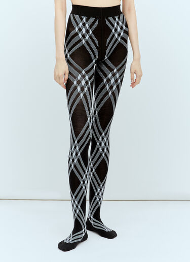 Check Wool Blend Tights Burberry Check Wool Blend Tights Black bur0255034
