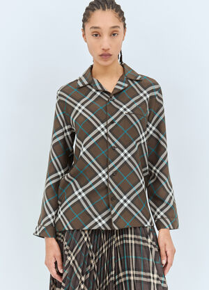 Burberry Check Silk Pyjama Shirt Green bur0257004