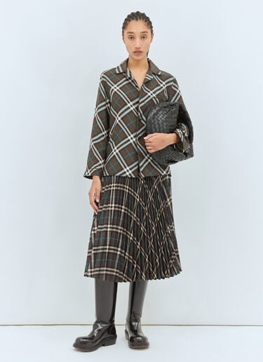 Burberry チェックシルクパジャマシャツ  グリーン bur0257004