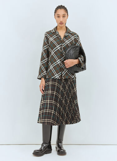 チェックシルクパジャマシャツ Burberry チェックシルクパジャマシャツ グリーン bur0257004
