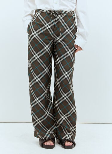 Burberry Check Silk Pants Brown bur0257006