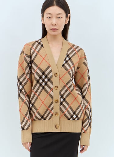 체크 울 혼방 가디건 Burberry 체크 울 혼방 가디건 베이지 bur0257007
