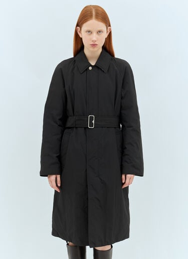 ロングナイロンコットンパッド入りカーコート Burberry ロングナイロンコットンパッド入りカーコート ブラック bur0257017