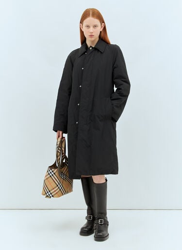ロングナイロンコットンパッド入りカーコート Burberry ロングナイロンコットンパッド入りカーコート ブラック bur0257017