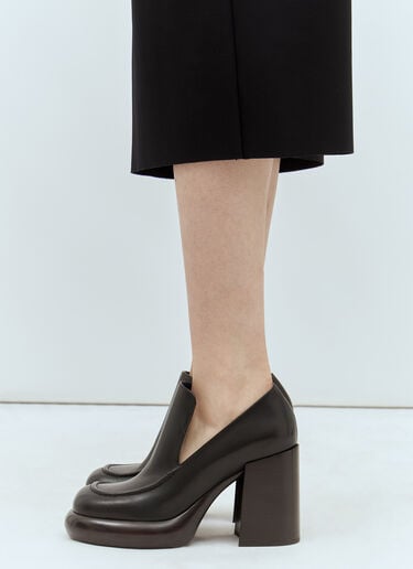 Leather Wedge Heel Loafers Burberry Leather Wedge Heel Loafers Black bur0257021
