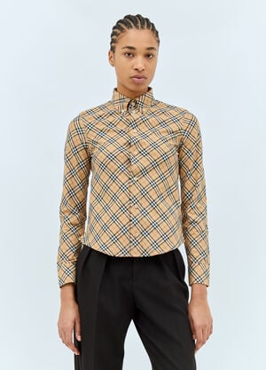 Burberry Check Cotton Shirt Beige bur0258001