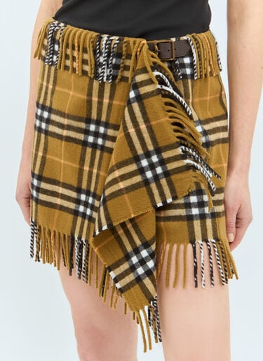 Burberry 체크 울 & 캐시미어 스카프 스커트 브라운 bur0258002