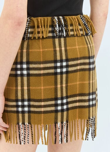 Burberry 체크 울 & 캐시미어 스카프 스커트 브라운 bur0258002