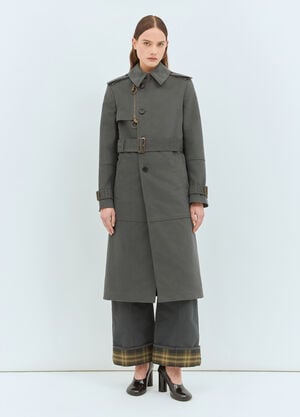 Burberry ロング コットンナイロン トレンチコート グレー bur0258003