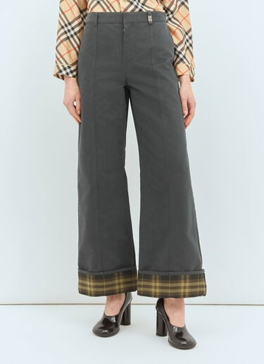 Burberry Check Cuffs Pants Grey bur0258004
