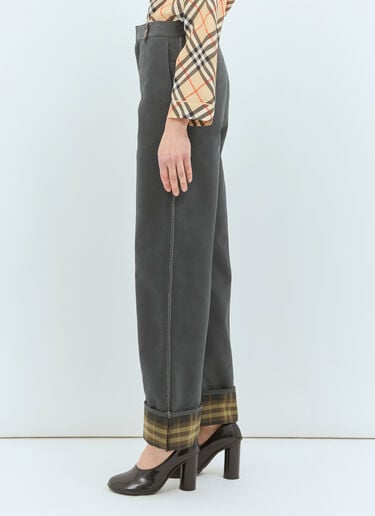 Burberry Check Cuffs Pants Grey bur0258004