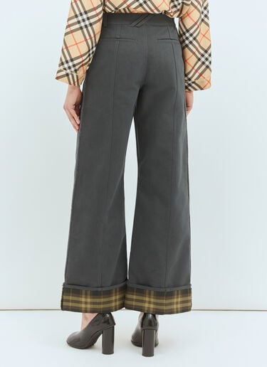 Burberry Check Cuffs Pants Grey bur0258004