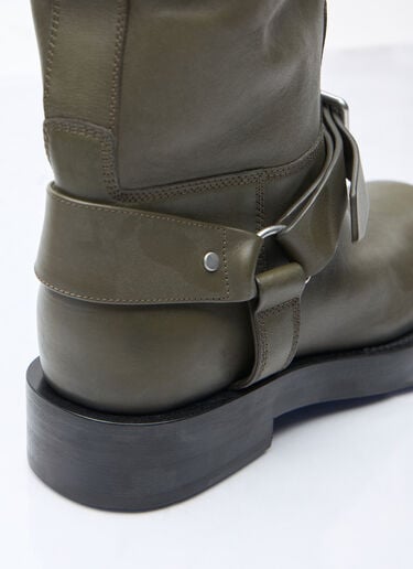 Burberry Leather Saddle High Boots Green bur0258006