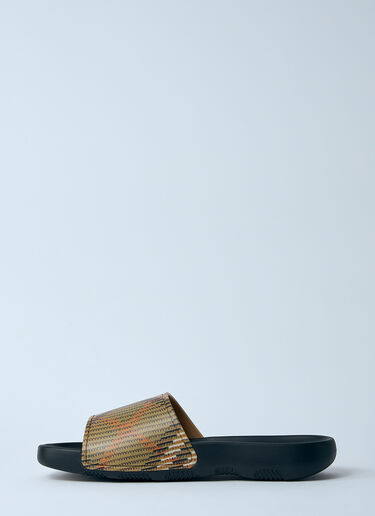 Burberry Check Dive Slides Beige bur0259015
