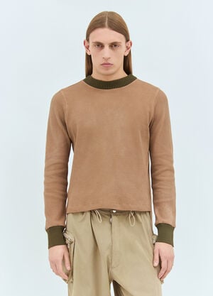Charlie Constantinou Panelled Waffle Top With Scarf Brown cco0158003
