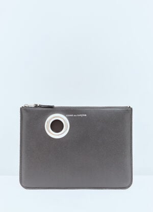 Comme des Garçons Wallet シルバーアイレットポーチ ブラック cdw0357012