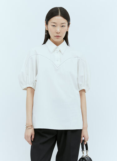 Chloé 벌룬 소매 탑 화이트 chl0255013