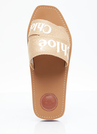 Woody Flat Mule Slides Chloé Woody Flat Mule Slides Beige chl0255040