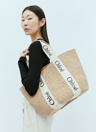 Large Woody Basket Tote Chloé Large Woody Basket Tote Beige chl0255058