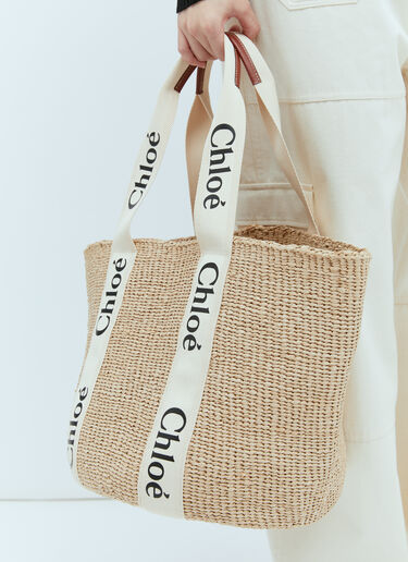 Large Woody Basket Tote Chloé Large Woody Basket Tote Beige chl0255058