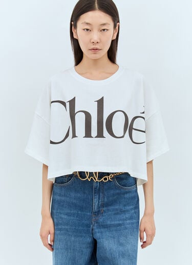 クロップド ボクシーロゴTシャツ Chloé クロップド ボクシーロゴTシャツ ホワイト chl0257012
