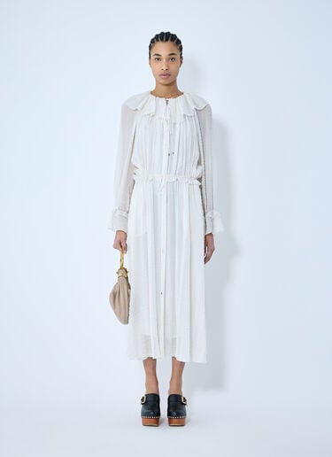 Gathered Silk Dress Chloé Gathered Silk Dress White chl0259003