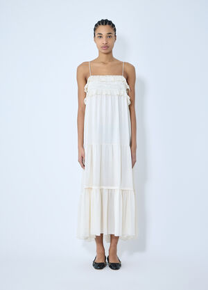 Chloé 真丝软缎长款连衣裙  白色 chl0259009