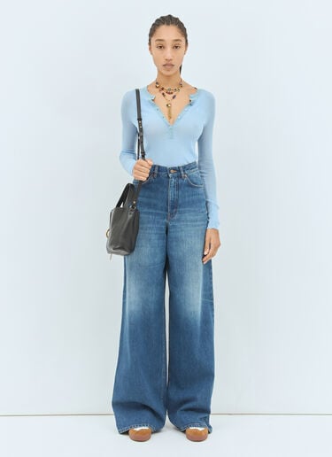 Knitted Henley Shirt Chloé Knitted Henley Shirt Blue chl0259012