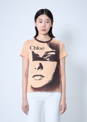 Chloé Logo Motif T-Shirt Orange chl0260003