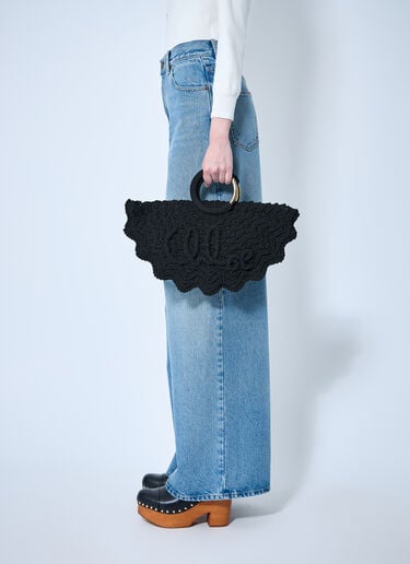 Chloé Small Bracelet Paravent Crochet Tote Bag Black chl0260027
