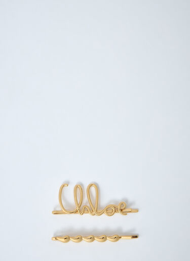 Chloé Logo Motif Hair Clip Gold chl0261065